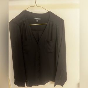 Classic Black V Neck Blouse